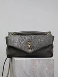 YSL 777399 Calypso large in grained lambskin Dark Green