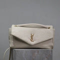 YSL 777399 Calypso large in grained lambskin White