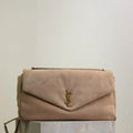 YSL 777399 Calypso large in Suede Apricot