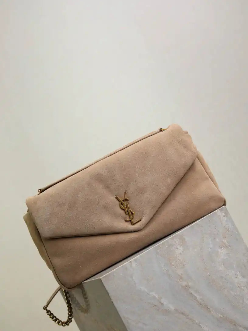 YSL 777399 Calypso large in Suede Apricot