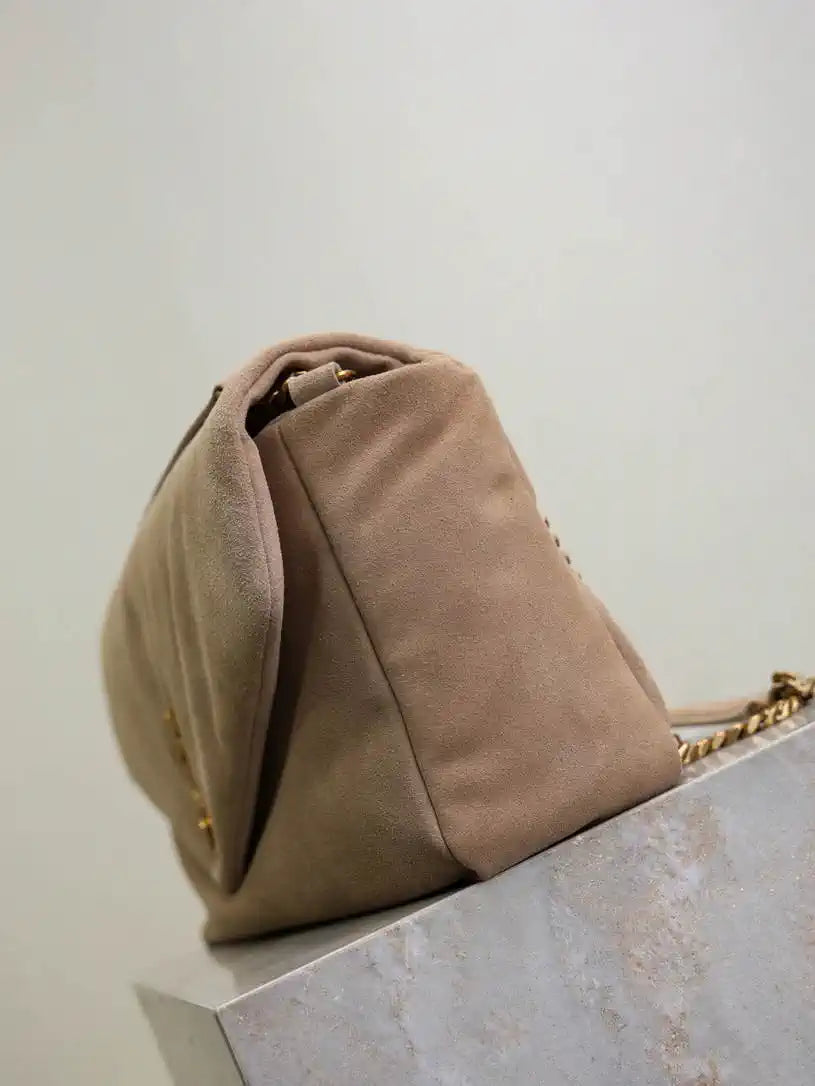 YSL 777399 Calypso large in Suede Apricot