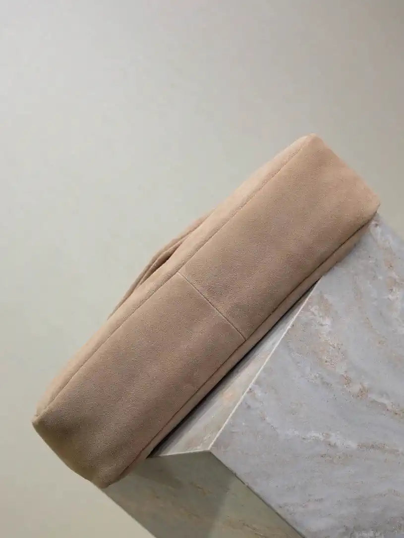 YSL 777399 Calypso large in Suede Apricot