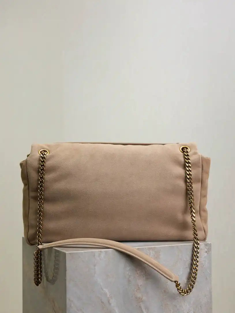 YSL 777399 Calypso large in Suede Apricot