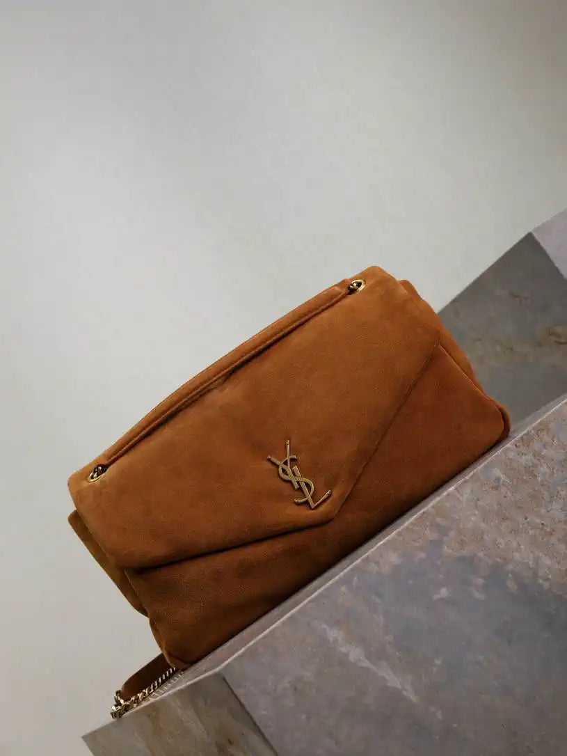 YSL 777399 Calypso large in Suede Brown