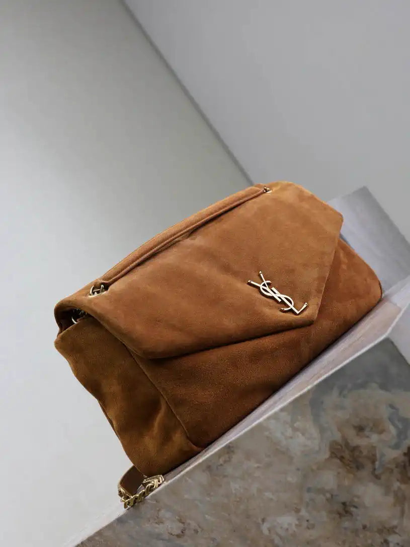 YSL 777399 Calypso large in Suede Brown
