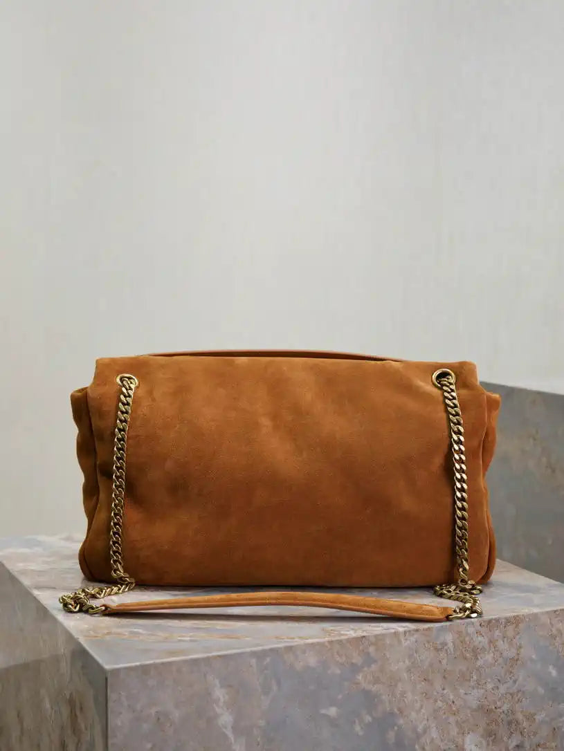 YSL 777399 Calypso large in Suede Brown