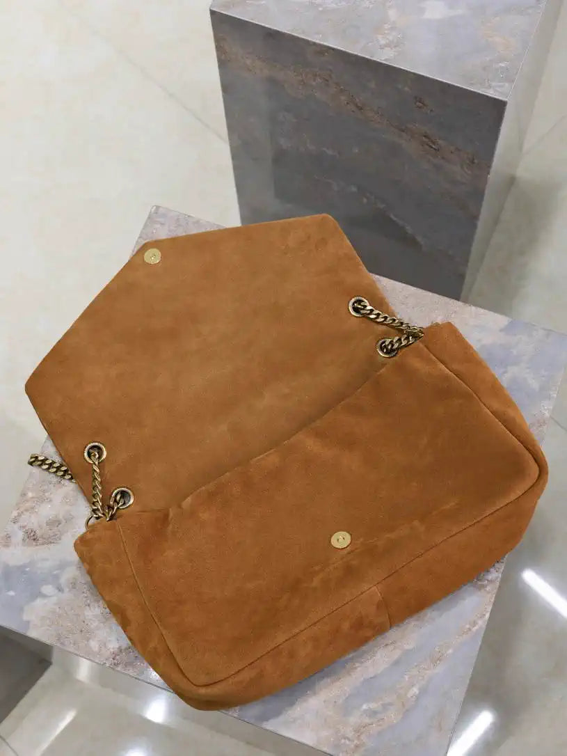 YSL 777399 Calypso large in Suede Brown