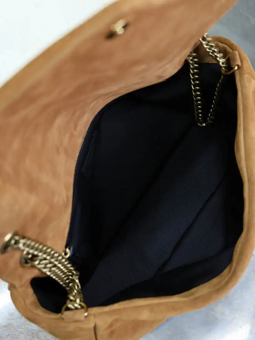 YSL 777399 Calypso large in Suede Brown