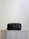 YSL 779649 CASSANDRE MATELASS¨¦ CARR¨¦ pouch on chain in shiny canvas Black