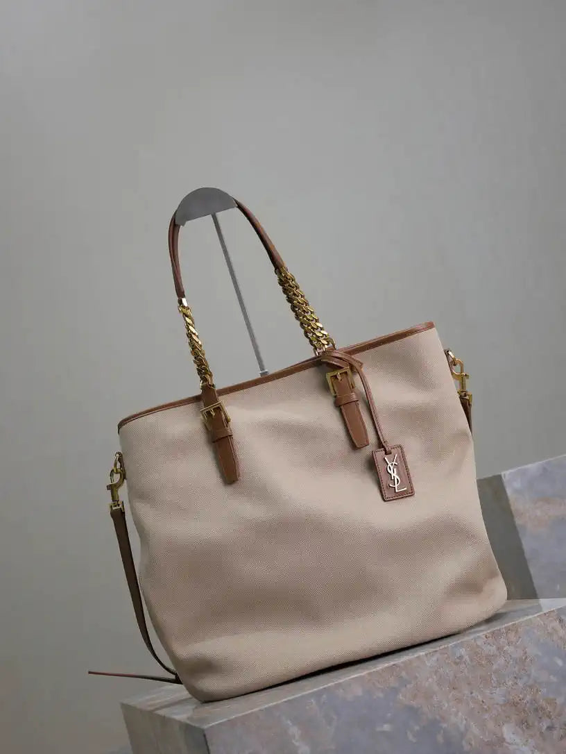 YSL 791302 Laurent Shopping Tote Bag Beige