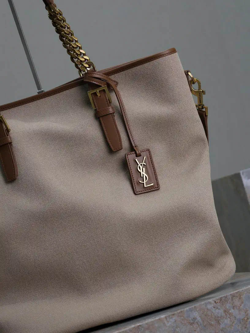 YSL 791302 Laurent Shopping Tote Bag Beige