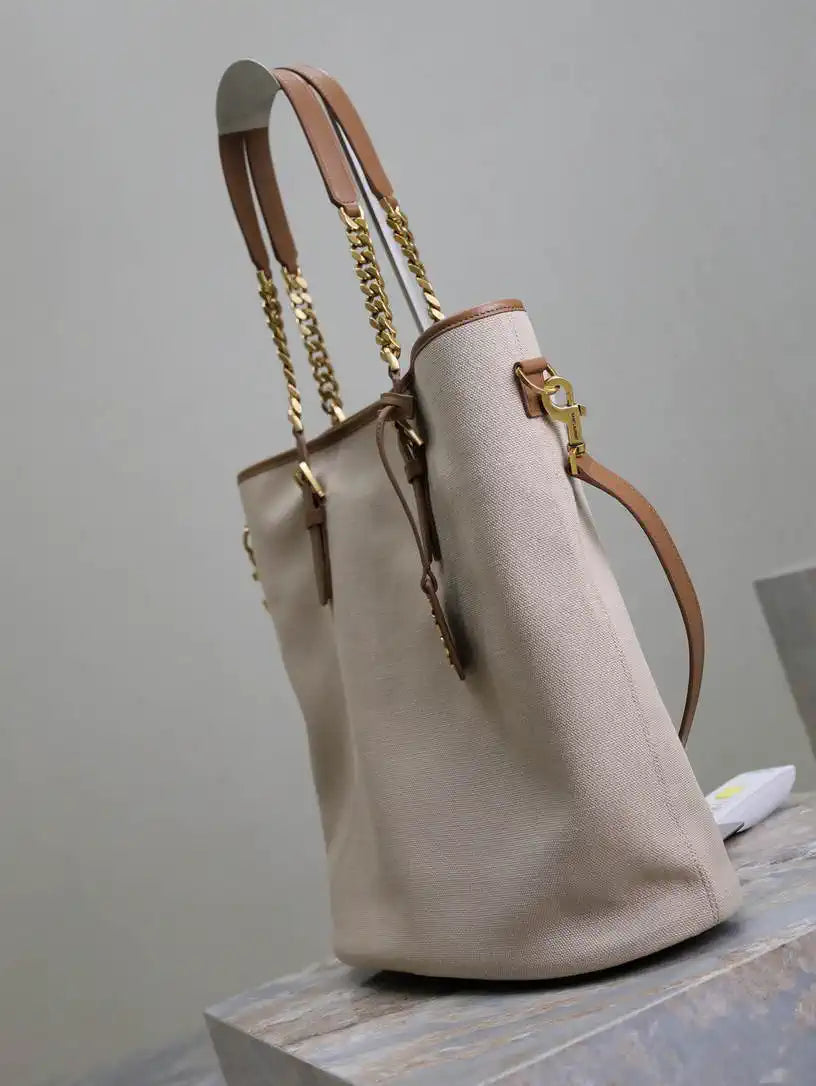 YSL 791302 Laurent Shopping Tote Bag Beige