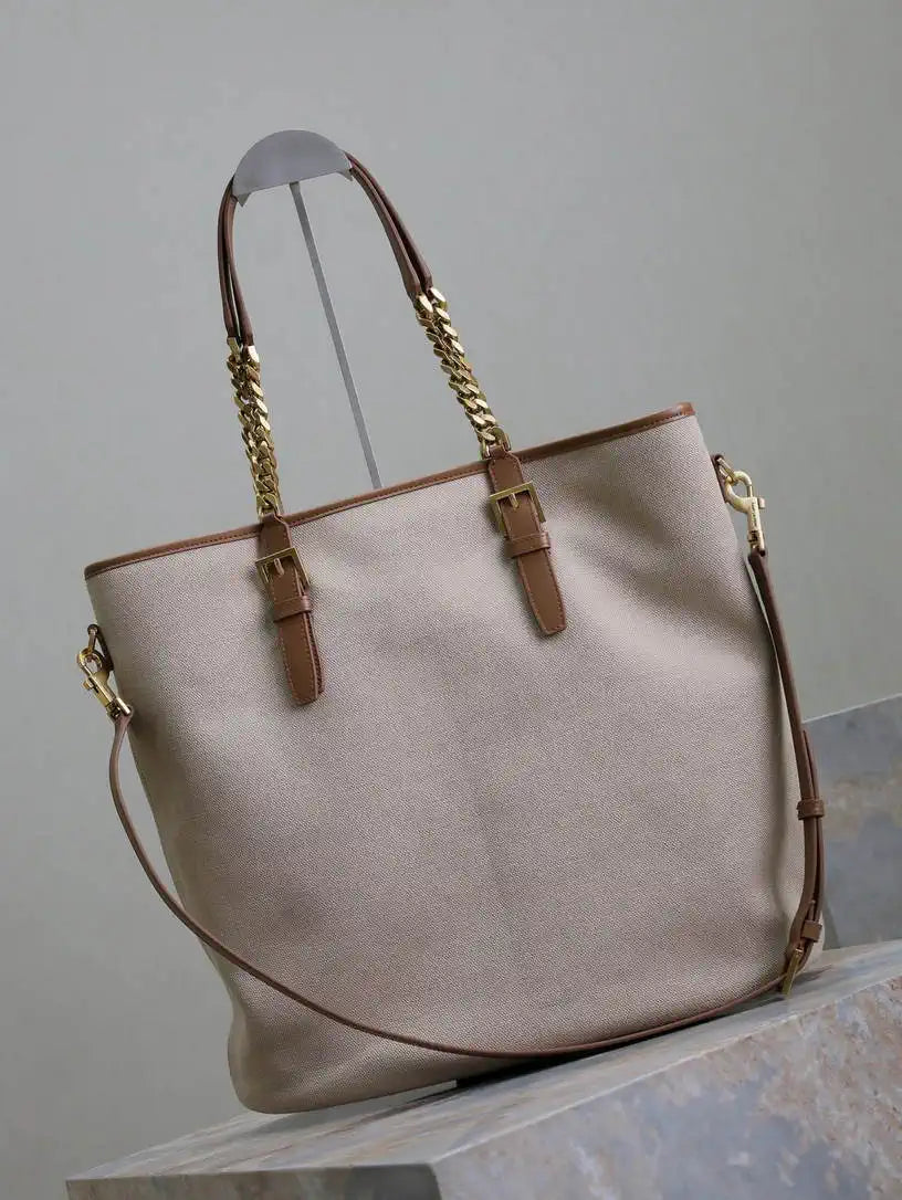 YSL 791302 Laurent Shopping Tote Bag Beige