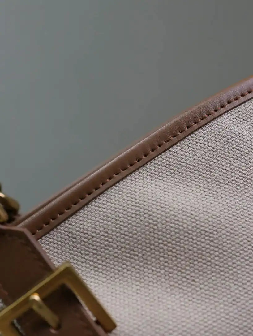 YSL 791303 Laurent Cabas Bag Bucket Bag Beige canvas