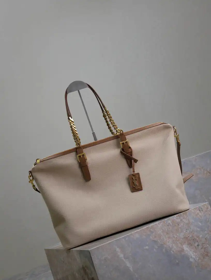YSL 791304 Laurent Travel Bag Beige canvas Beige