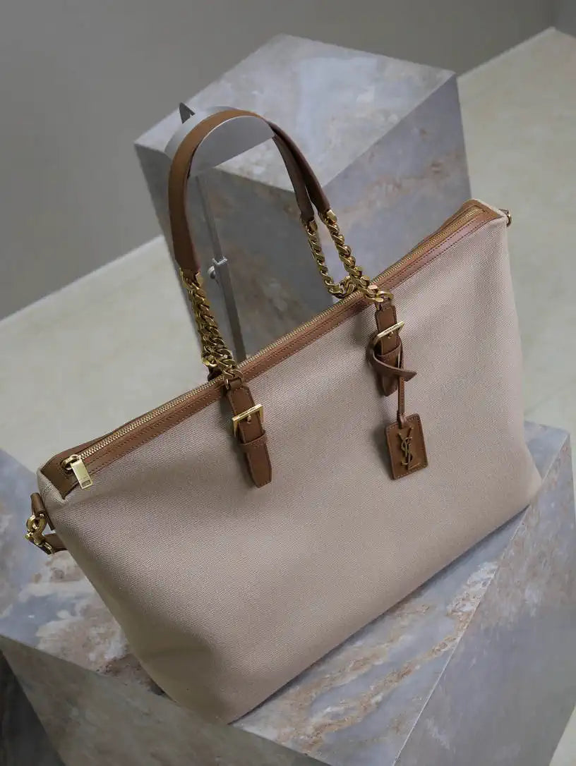 YSL 791304 Laurent Travel Bag Beige canvas Beige