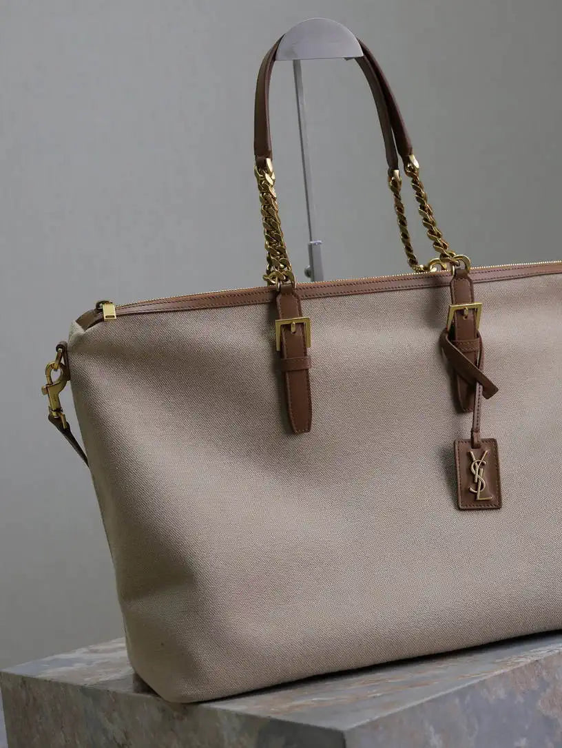 YSL 791304 Laurent Travel Bag Beige canvas Beige