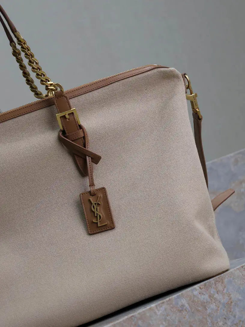 YSL 791304 Laurent Travel Bag Beige canvas Beige