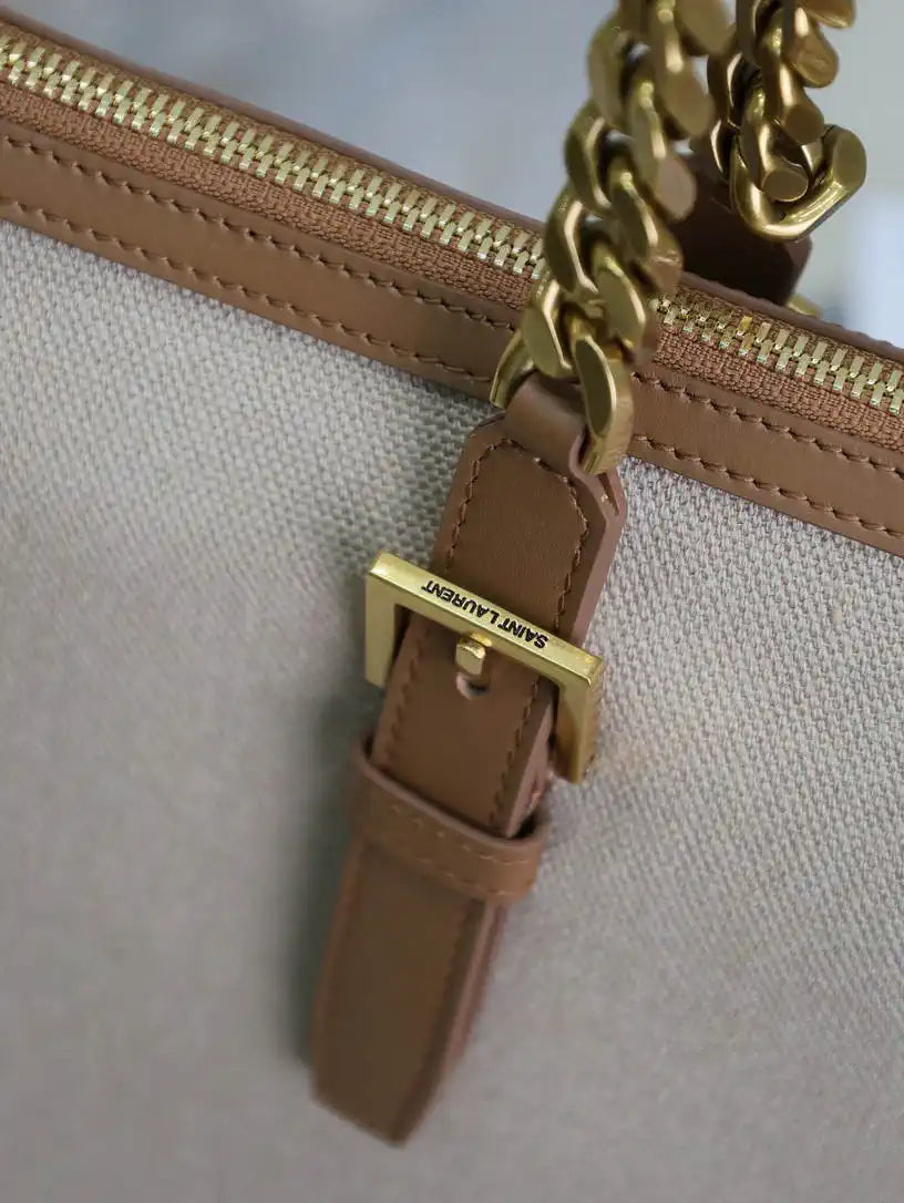 YSL 791304 Laurent Travel Bag Beige canvas Beige