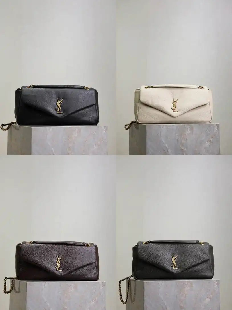YSL 800916 CALYPSO medium in grained lambskin Black
