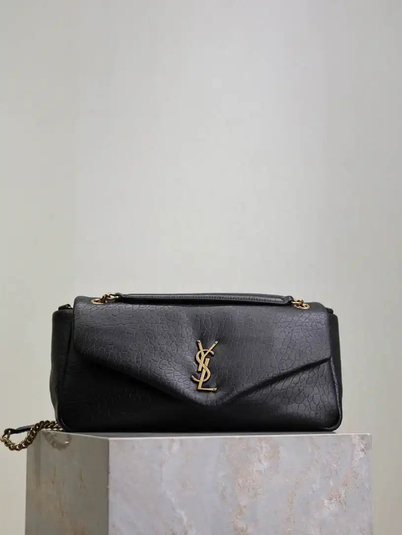 YSL 800916 CALYPSO medium in grained lambskin Black
