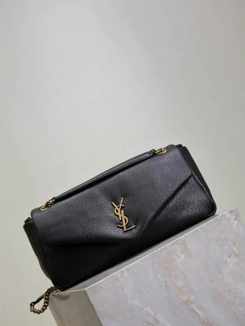 YSL 800916 CALYPSO medium in grained lambskin Black