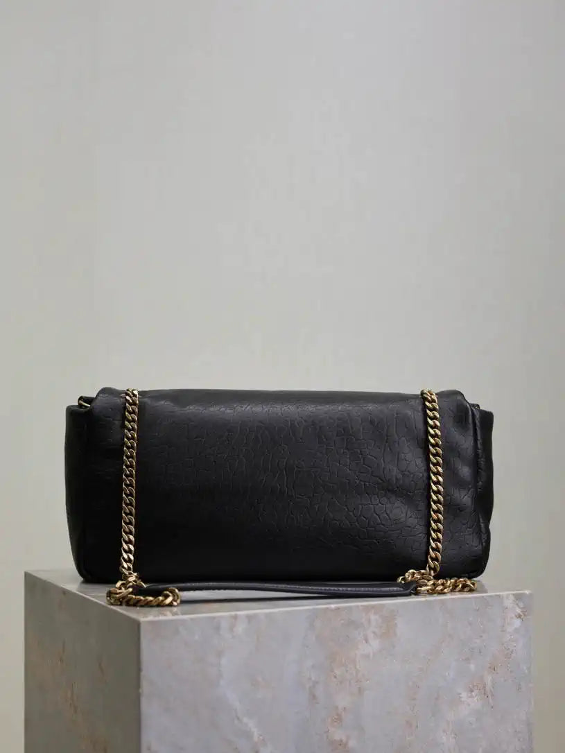 YSL 800916 CALYPSO medium in grained lambskin Black