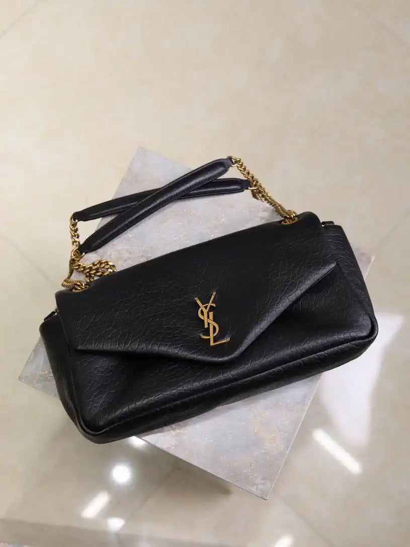 YSL 800916 CALYPSO medium in grained lambskin Black
