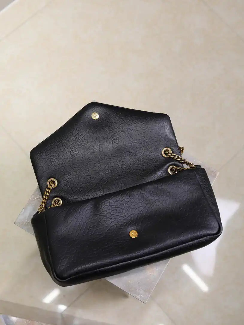 YSL 800916 CALYPSO medium in grained lambskin Black