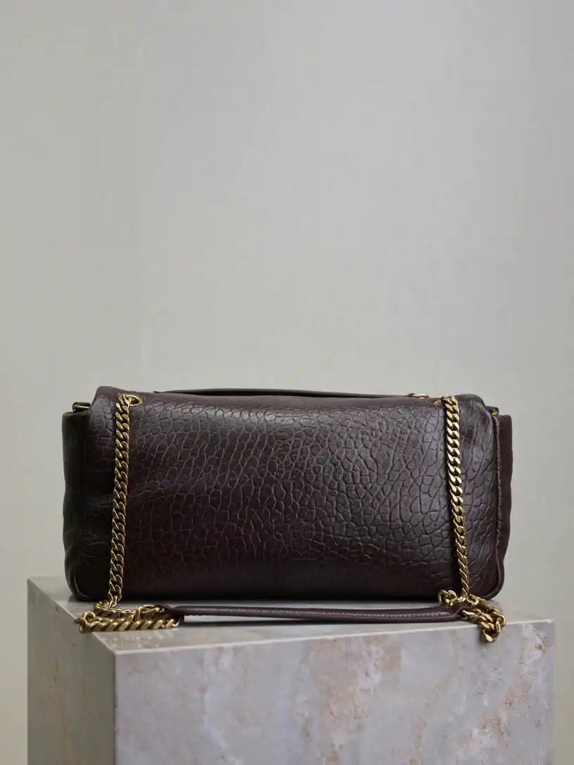 YSL 800916 CALYPSO medium in grained lambskin Dark Brown