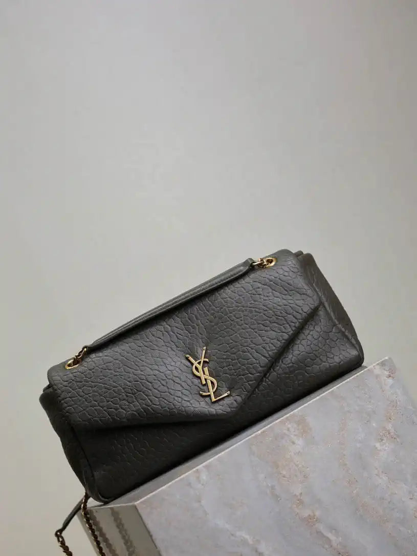YSL 800916 CALYPSO medium in grained lambskin Dark Green