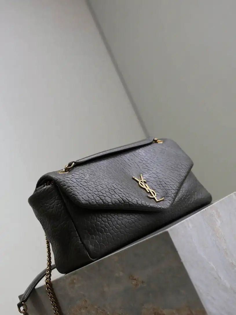YSL 800916 CALYPSO medium in grained lambskin Dark Green