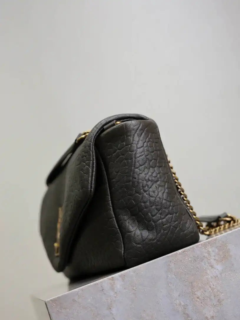 YSL 800916 CALYPSO medium in grained lambskin Dark Green