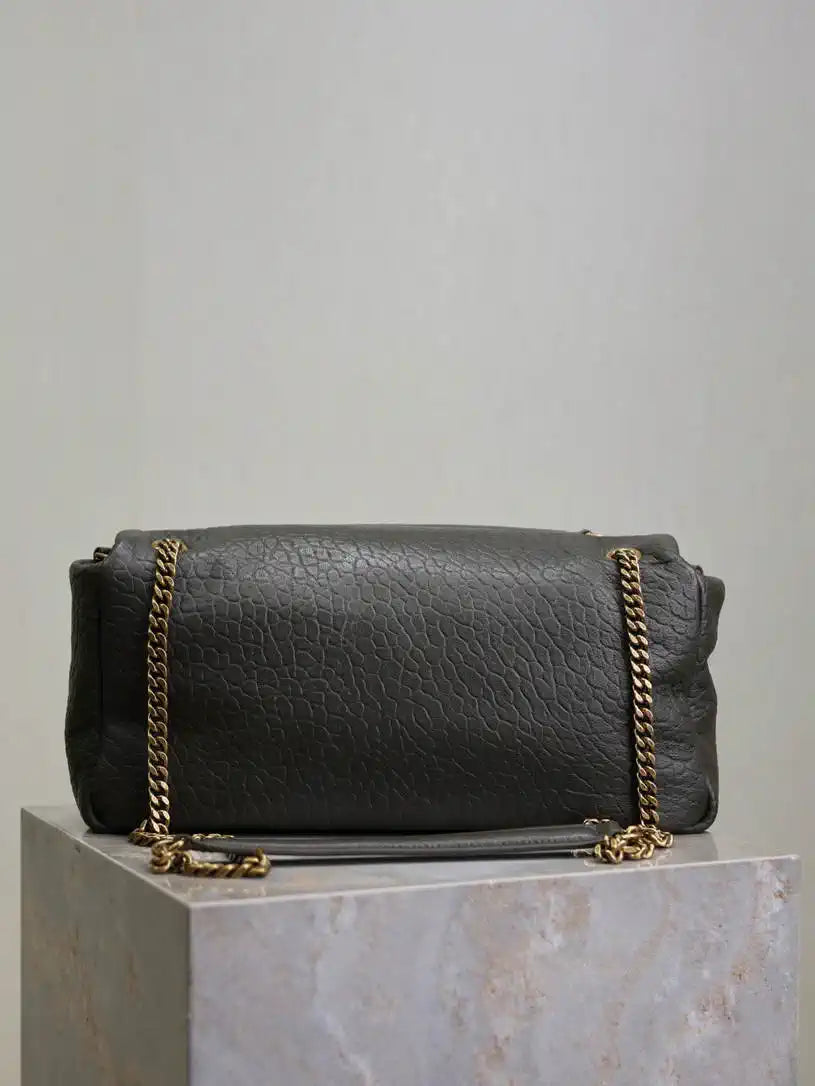 YSL 800916 CALYPSO medium in grained lambskin Dark Green