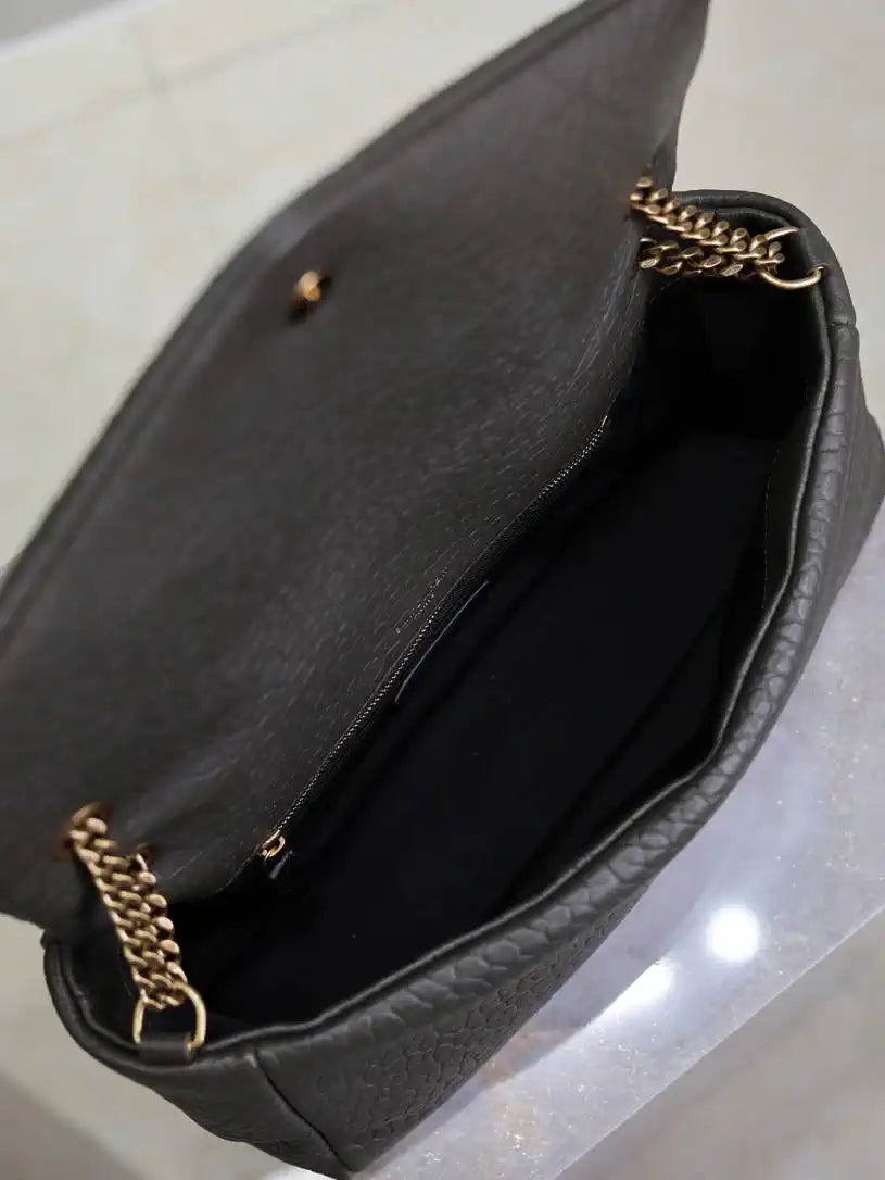 YSL 800916 CALYPSO medium in grained lambskin Dark Green