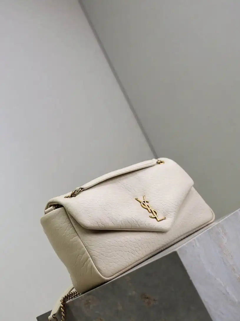 YSL 800916 CALYPSO medium in grained lambskin White