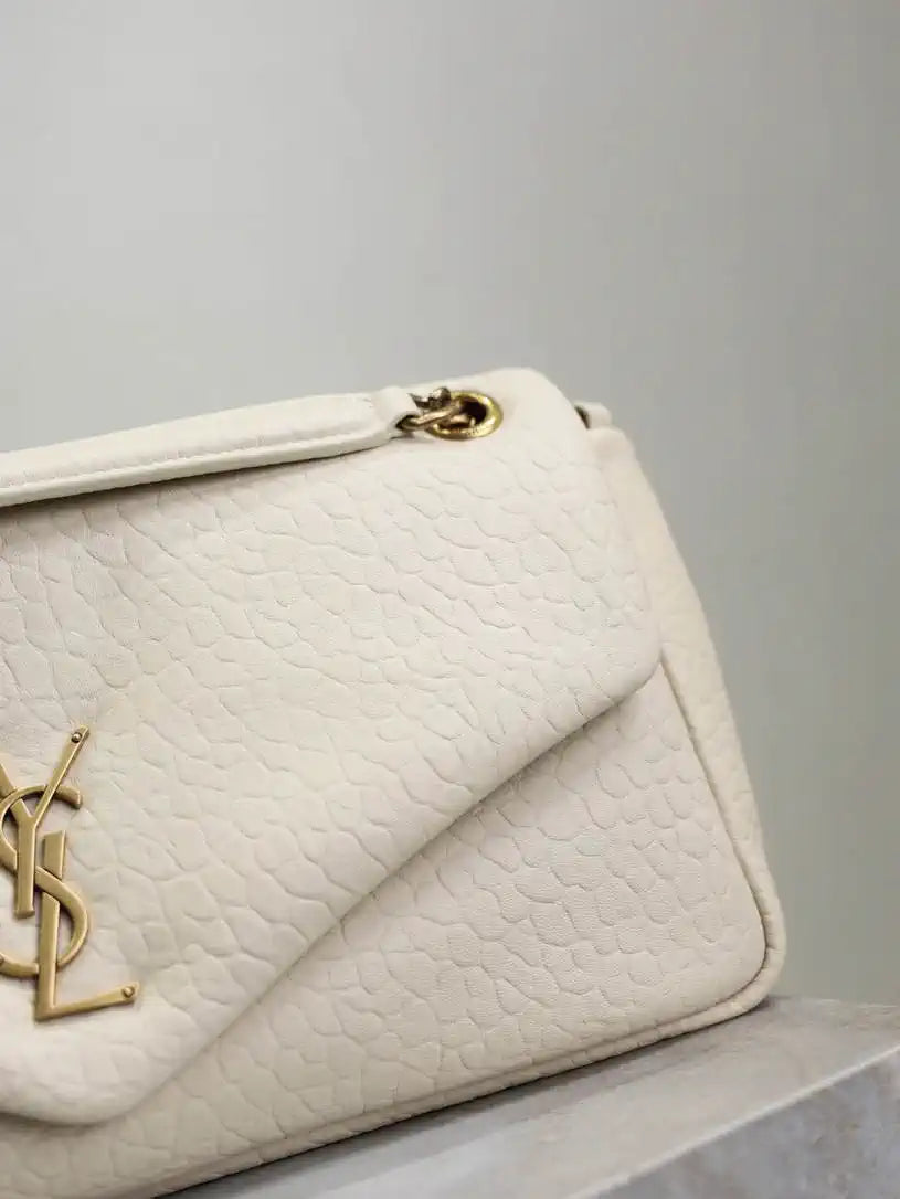 YSL 800916 CALYPSO medium in grained lambskin White