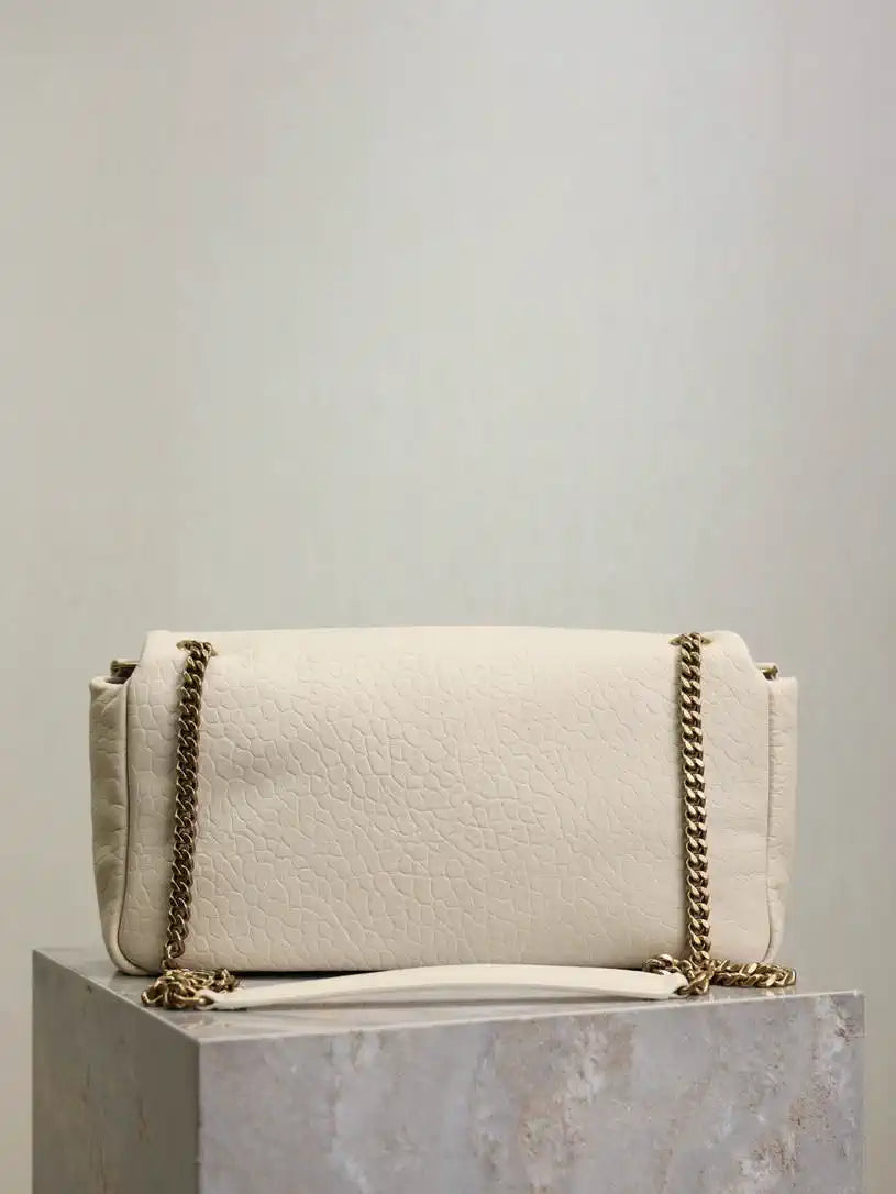 YSL 800916 CALYPSO medium in grained lambskin White
