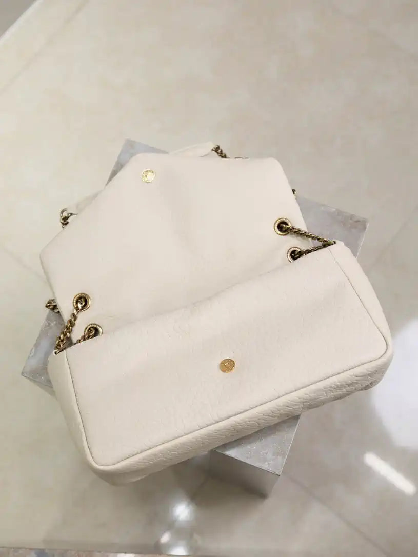 YSL 800916 CALYPSO medium in grained lambskin White