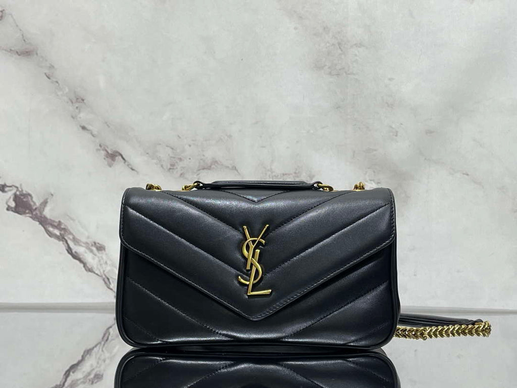 YSL 801437 Loulou small in matelass¨¦ lambskin Black