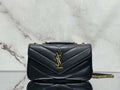 YSL 801437 Loulou small in matelass¨¦ lambskin Black