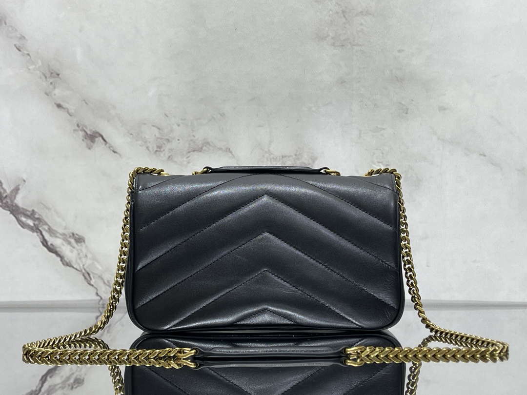YSL 801437 Loulou small in matelass¨¦ lambskin Black