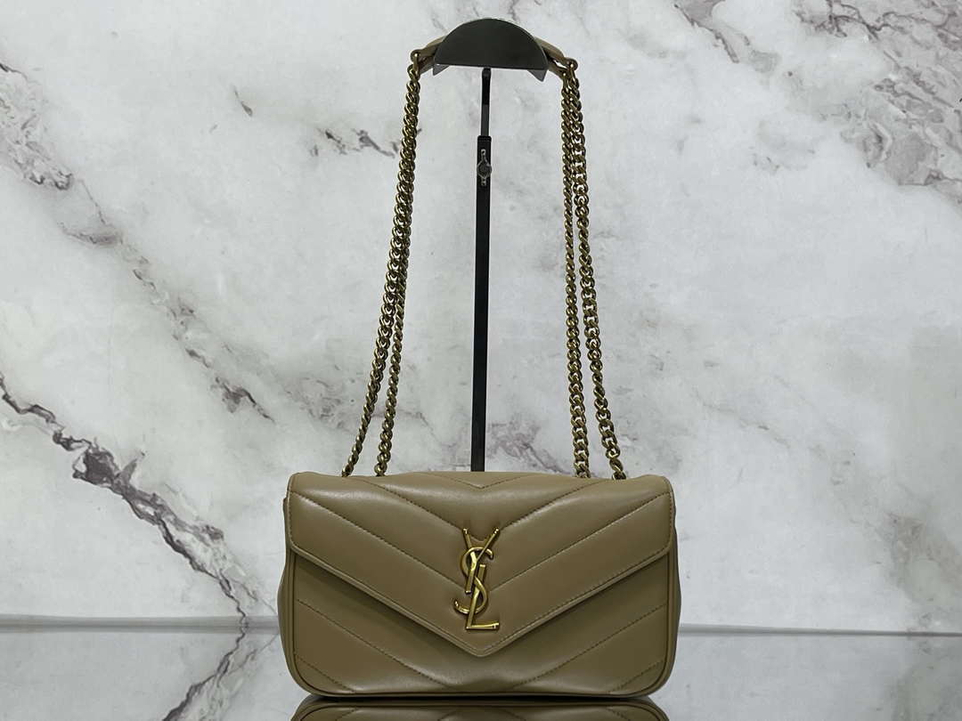 YSL 801437 Loulou small in matelass¨¦ lambskin Camel Yellow