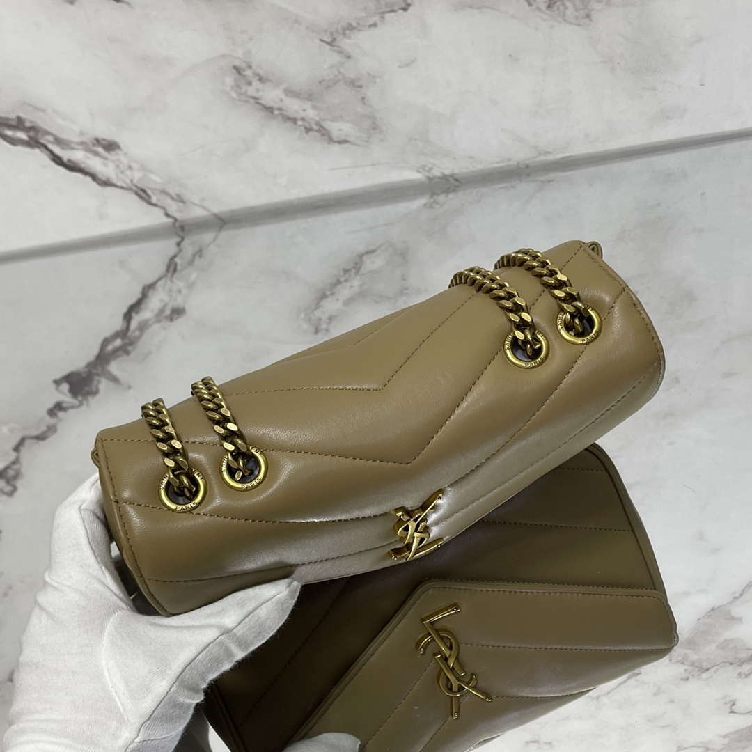 YSL 801437 Loulou small in matelass¨¦ lambskin Camel Yellow