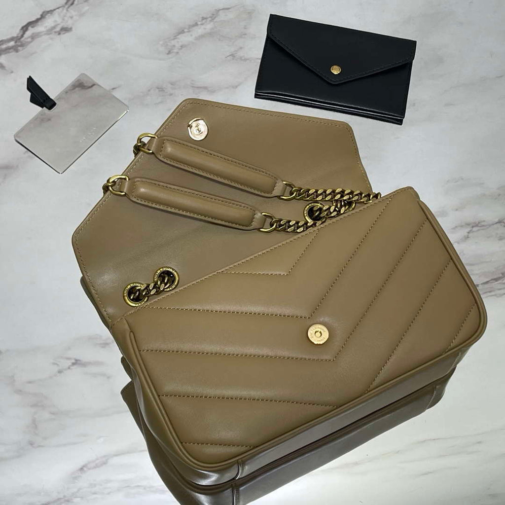 YSL 801437 Loulou small in matelass¨¦ lambskin Camel Yellow