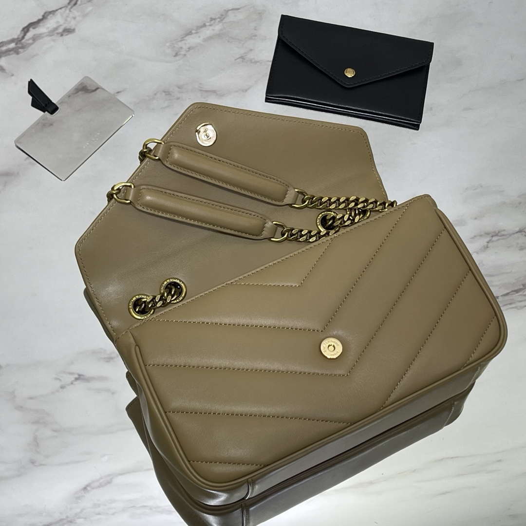 YSL 801437 Loulou small in matelass¨¦ lambskin Camel Yellow