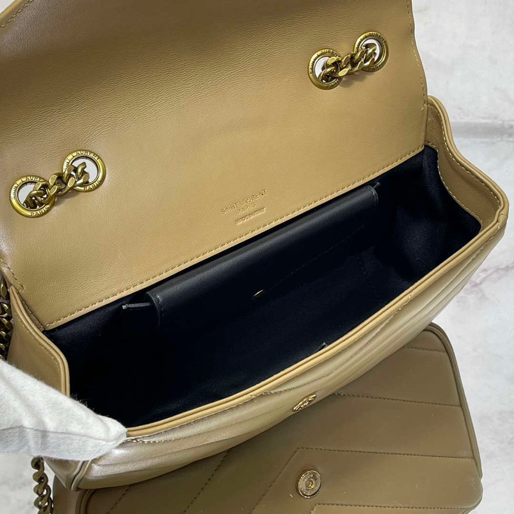 YSL 801437 Loulou small in matelass¨¦ lambskin Camel Yellow