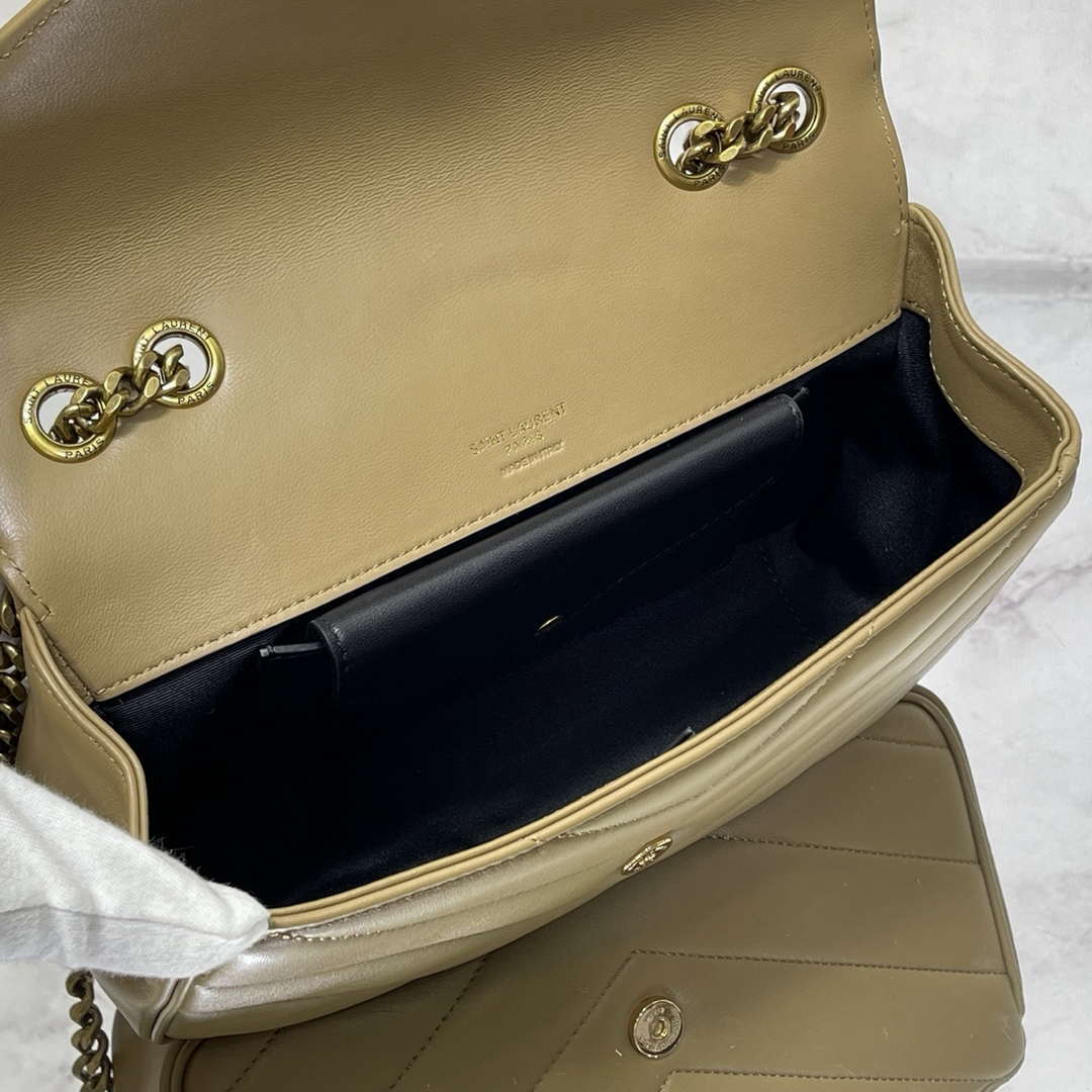 YSL 801437 Loulou small in matelass¨¦ lambskin Camel Yellow