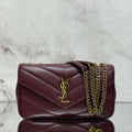 YSL 801437 Loulou small in matelass¨¦ lambskin Wine Red - Default Title - View 1