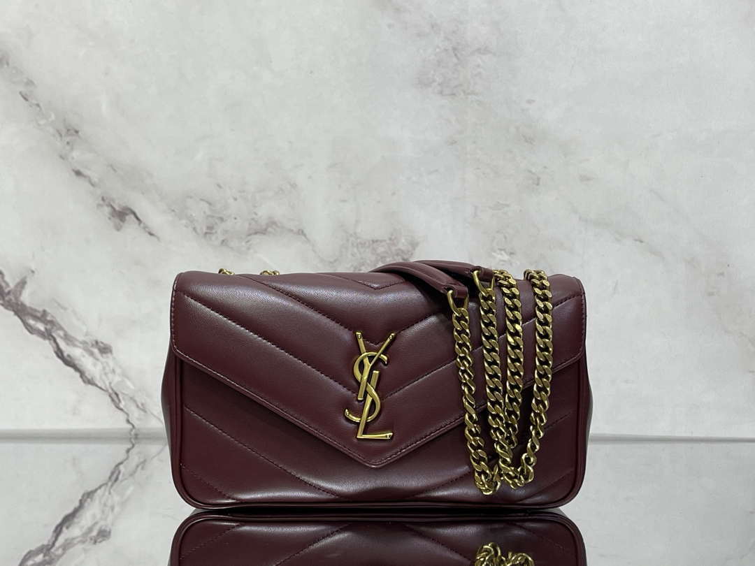 YSL 801437 Loulou small in matelass¨¦ lambskin Wine Red